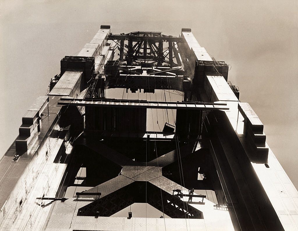 #8 South tower of Golden Gate Bridge under construction.