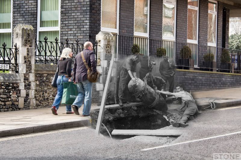 UXB in Theatre Street, 1942 and 2011
