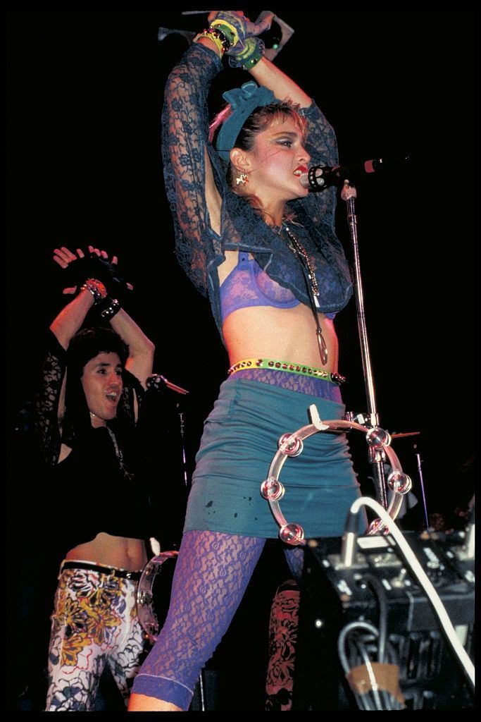 #21 Madonna on stage for her 1985 Virgin Tour.