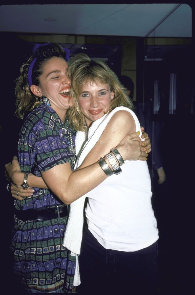 #49 Madonna with actress Rosanna Arquette, 1985.