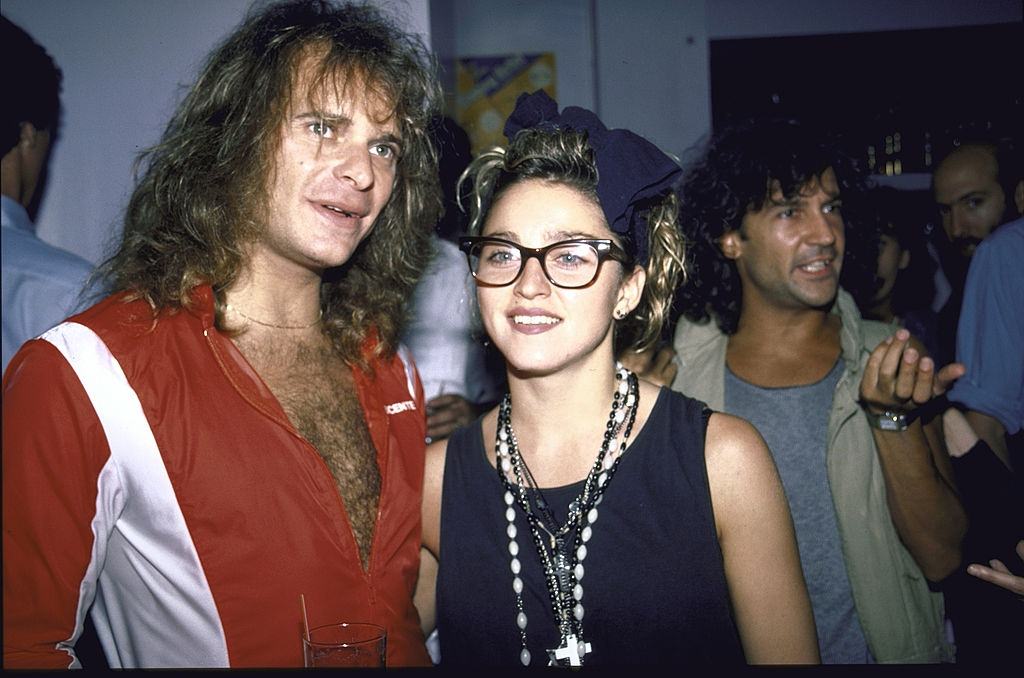 #50 Madonna with Singers David Lee Roth, 1985.