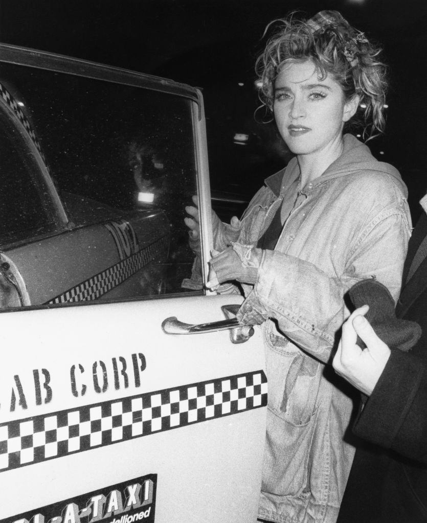 #55 Madonna gets into a taxi cab, 1985.