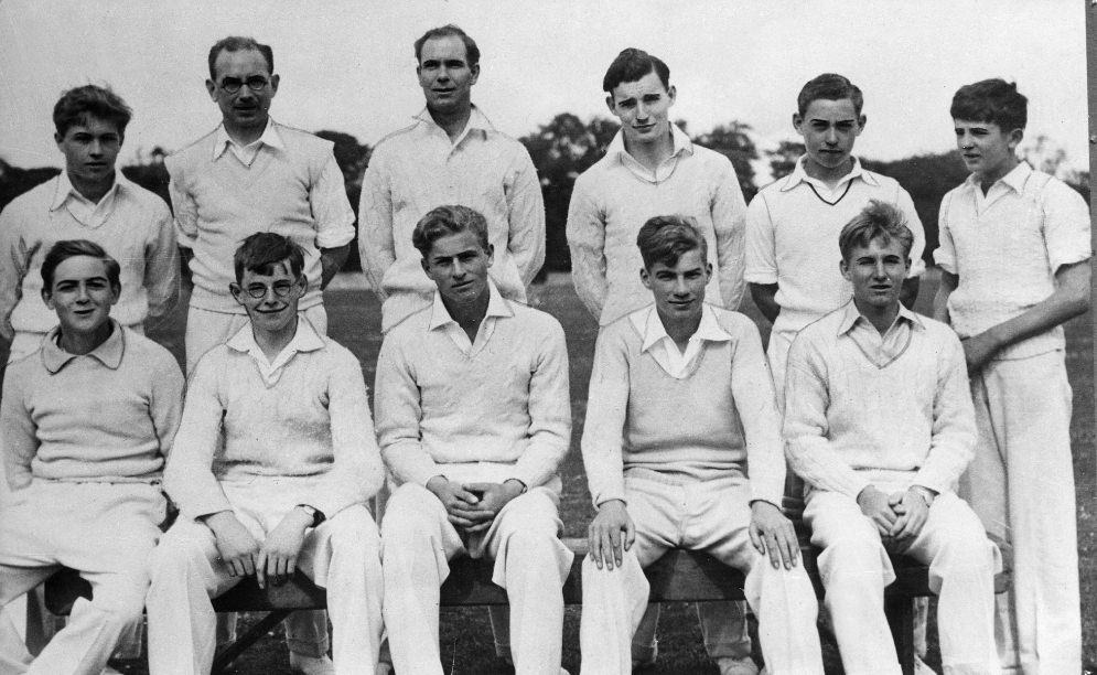 #1 Philip, pictured in the bottom row, third from left, with his school cricket team, 1938.