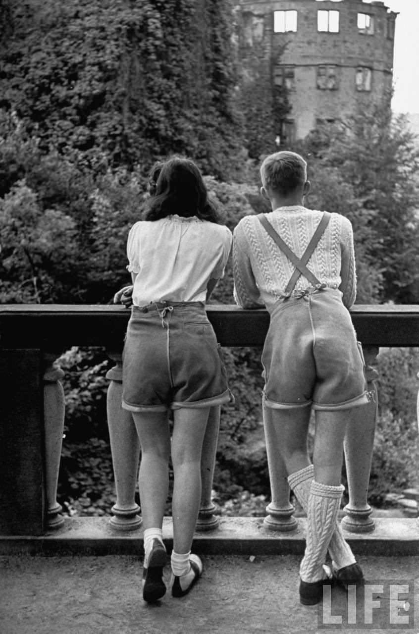 #12 Combination costume of Germany leather “lederhosen” pants and American saddle shoes.