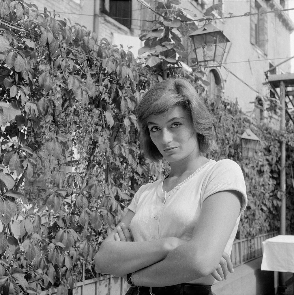 #6 Anouk Aimée posing with crossed arms, 1950.