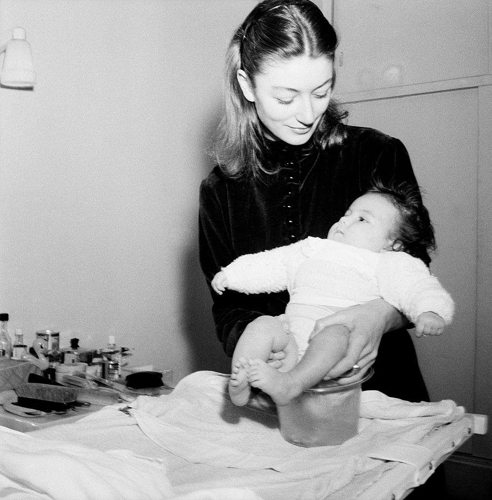 #22 Anouk Aimee and her baby daughter Manuela, she had with Greek director Nikos Papatakis, 1952.