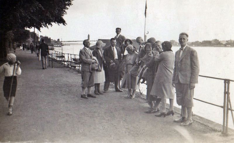 #21 Members of football club “B.F.V. Bonn” posing on the Rhine Promenade, June 7, 1931