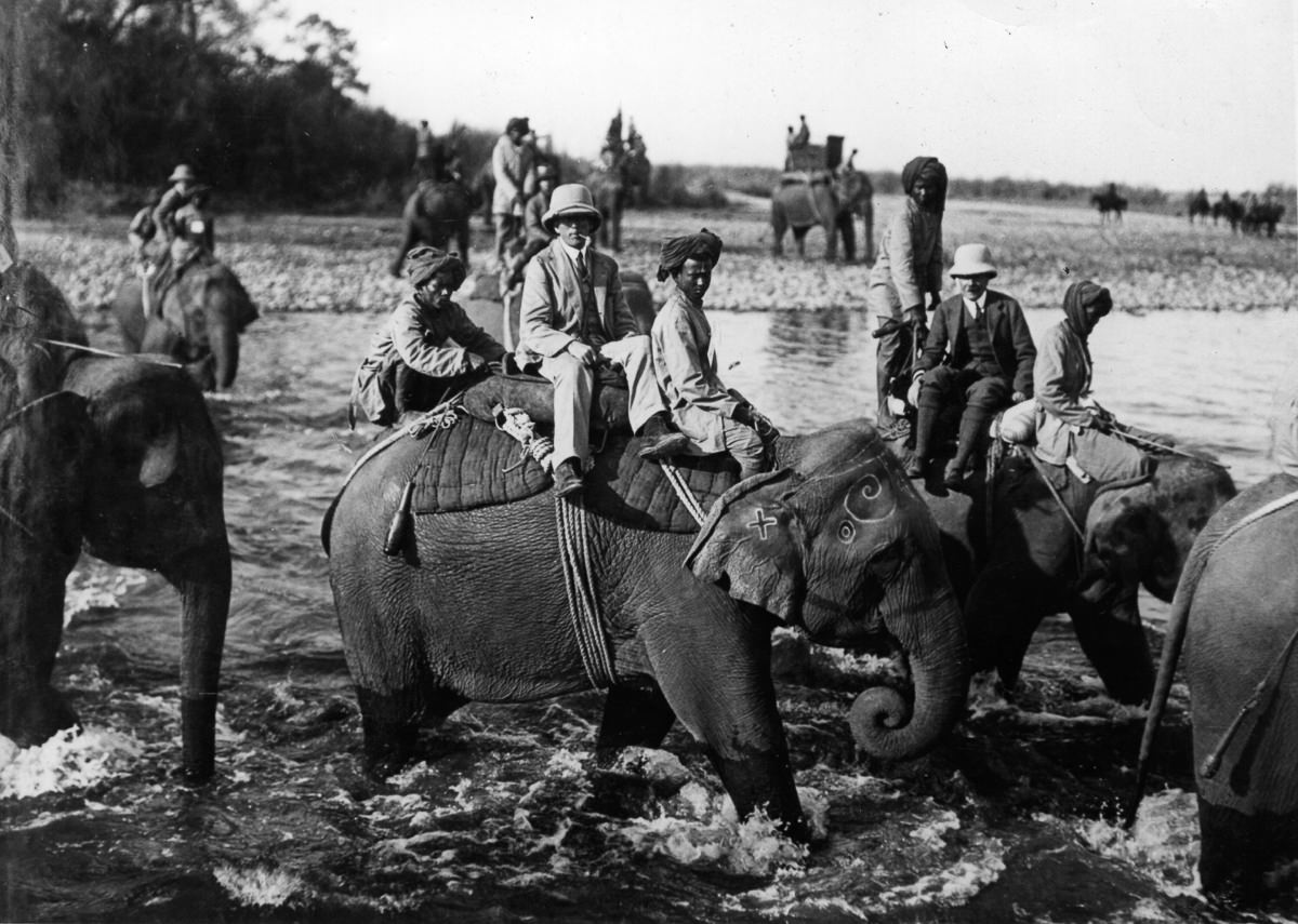 #16 The hunting party crosses a river.