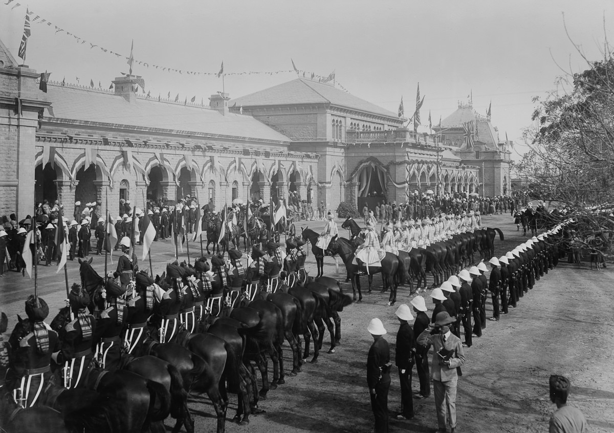 #6 The Imperial Cadet Corps assembles outside the Delhi railway station.