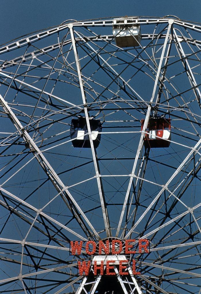 #35 A view of the famous Wonder Wheel ride, a stand alone attraction at Coney Island circa 1948 in Brooklyn.