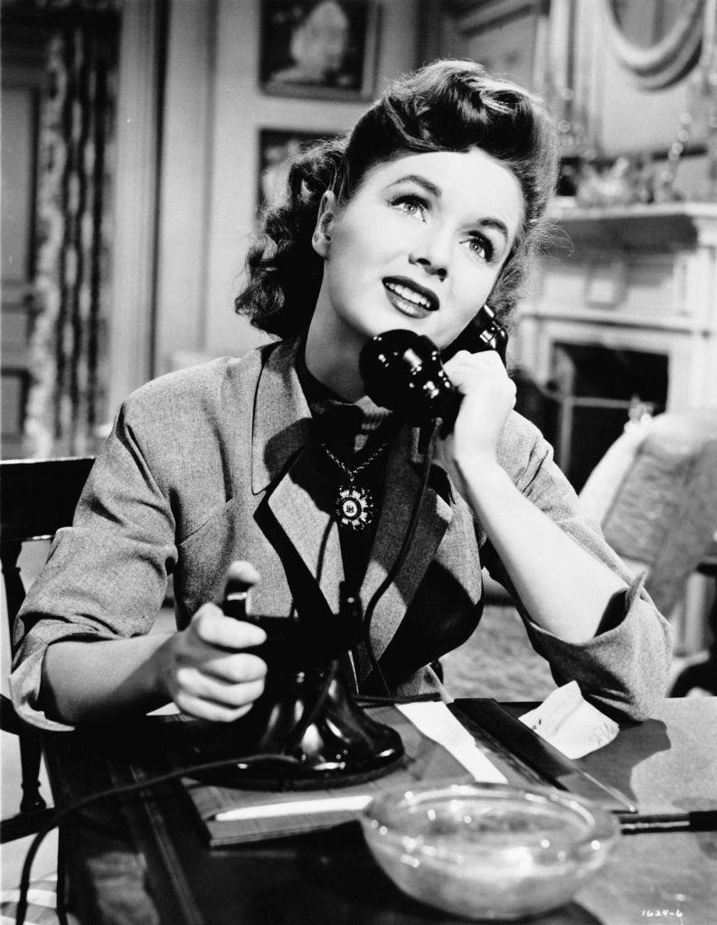 #44 Debbie Reynolds n the telephone in a scene from the movie ‘The Affairs of Dobie Gillis’, 1953.