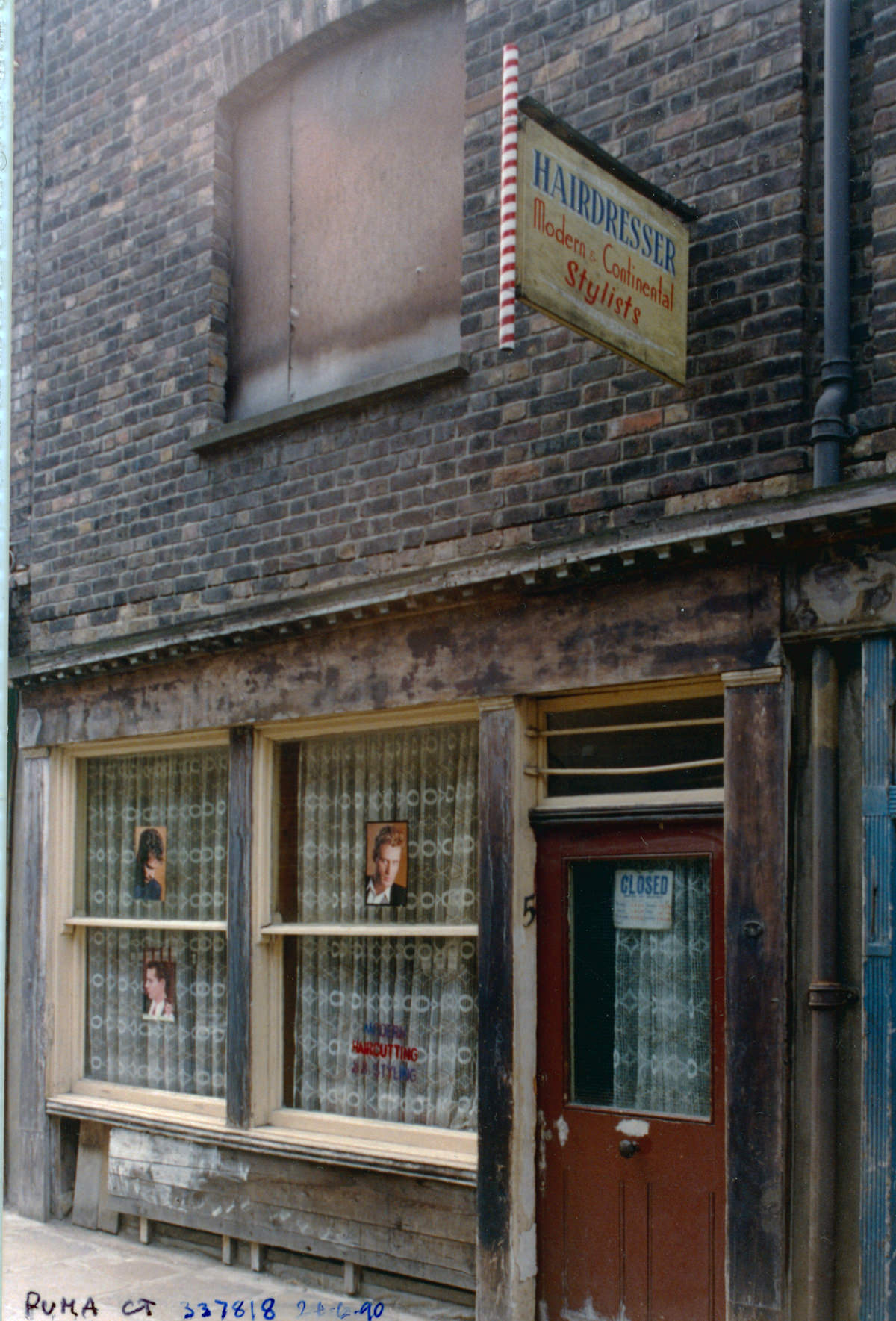 #8 Hairdressers, Puma Court, Spitalfields, Tower Hamlets, 1990