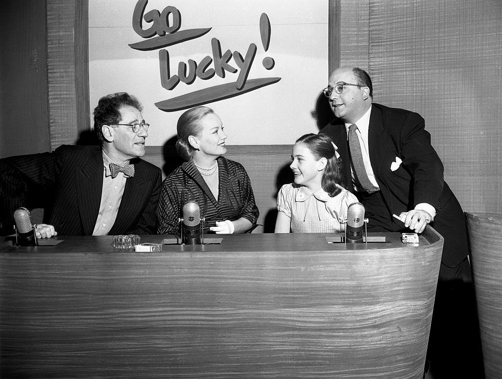 #49 Faye Emerson with George S. Kaufman Junie Keegan, and Abe Burrows in a TV show, 1951.