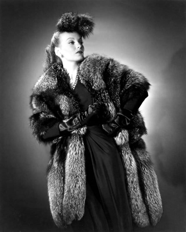 #43 Faye Emerson in a fur coat, 1950s.