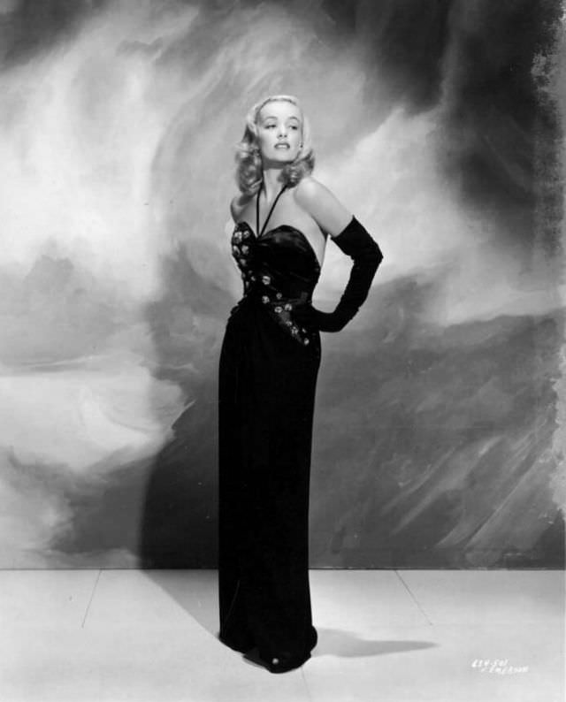 #45 Faye Emerson in black dress, 1955.
