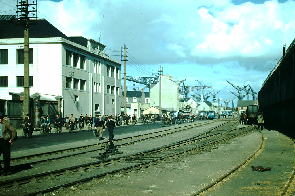 #36 Shipyards St Nazaire at Mouth of Loire, Brittany, France, 1954