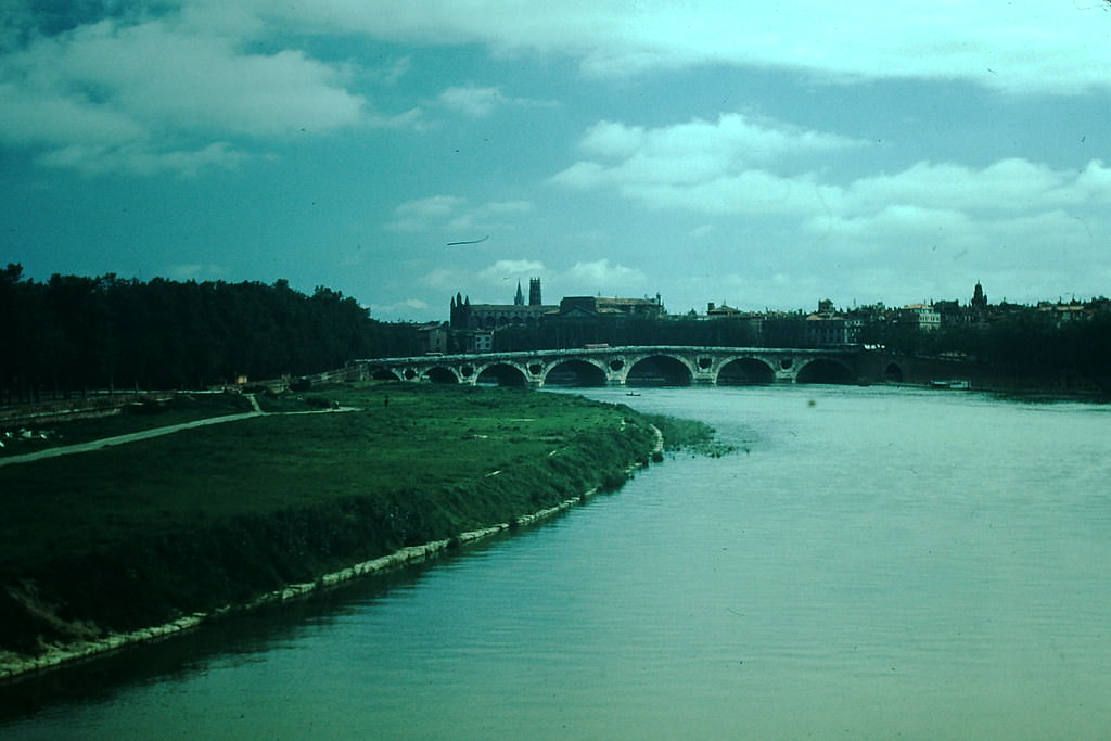 #71 The Garonne at Toulouse- 1641 Bridge, France, 1954