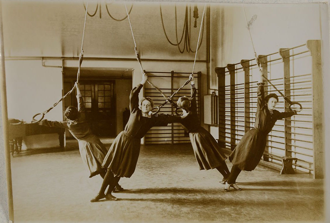 German Women Practicing Swedish Gymnastics in Heinrich, Germany in the 1900s Sports