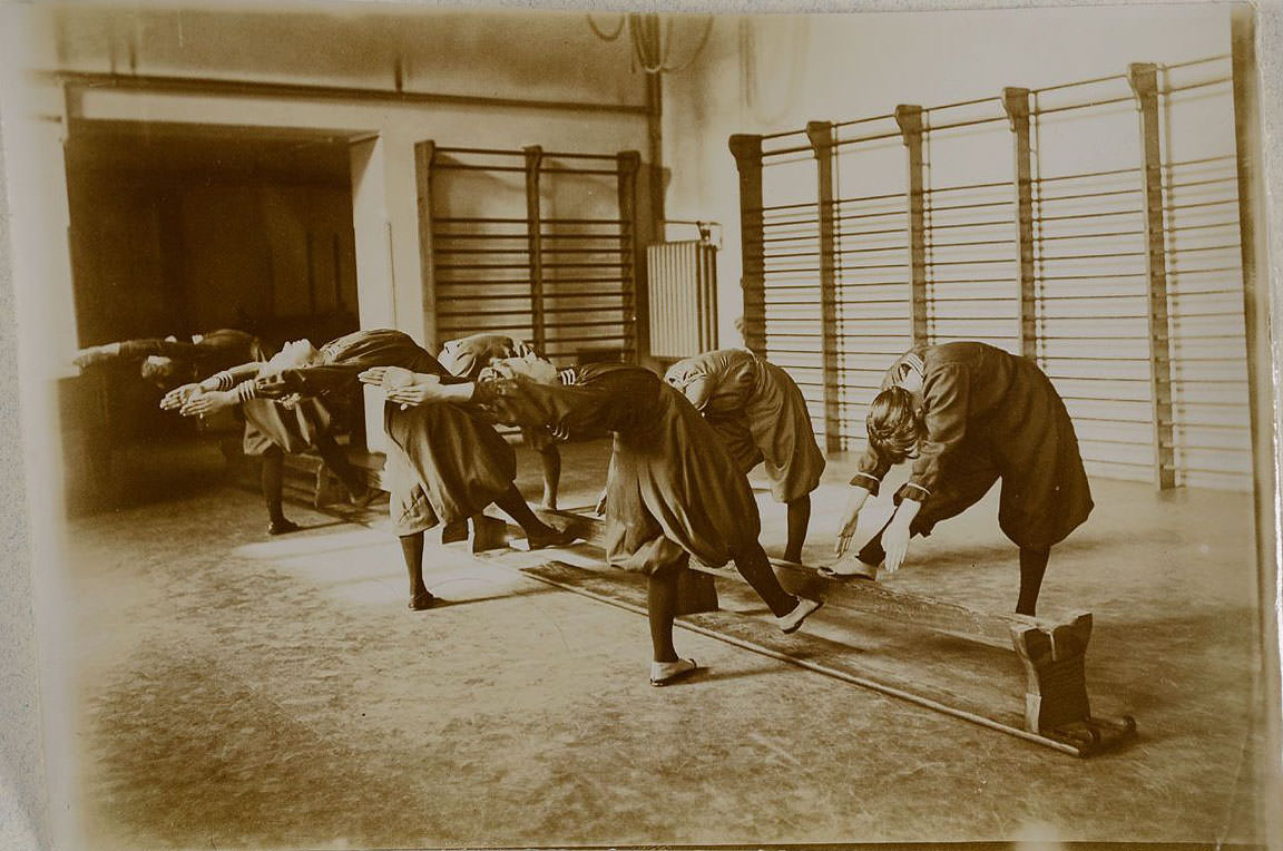 German Women Practicing Swedish Gymnastics in Heinrich, Germany in the 1900s Sports