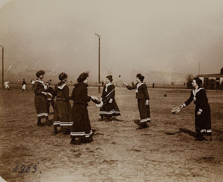 German Women Practicing Swedish Gymnastics in Heinrich, Germany in the 1900s Sports