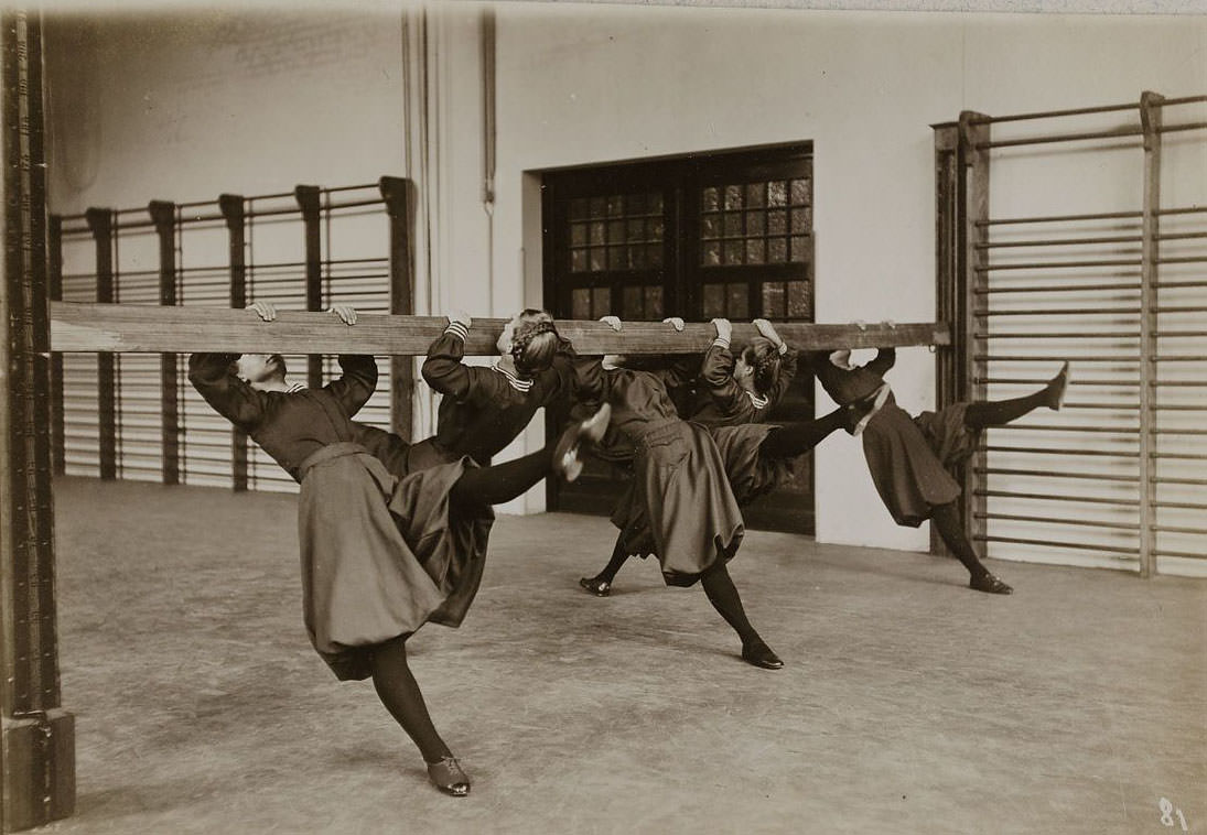 German Women Practicing Swedish Gymnastics in Heinrich, Germany in the 1900s Sports