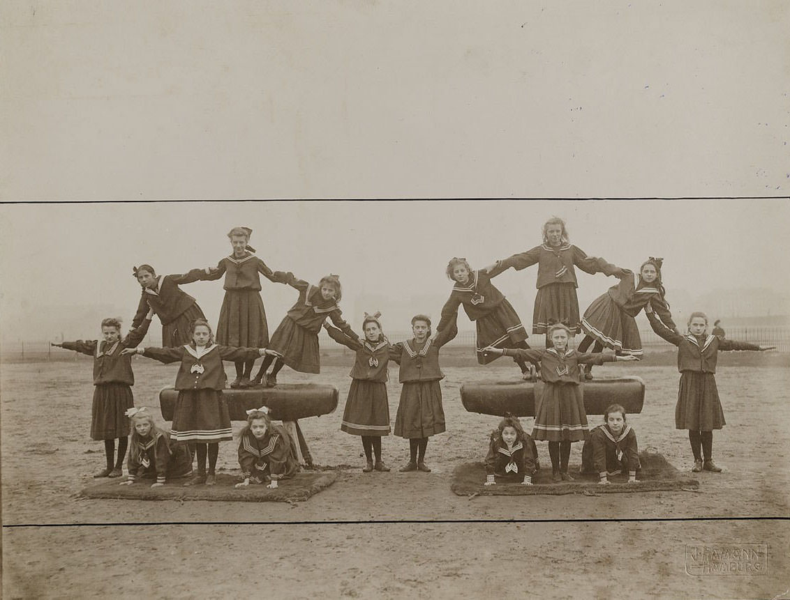 German Women Practicing Swedish Gymnastics in Heinrich, Germany in the 1900s Sports
