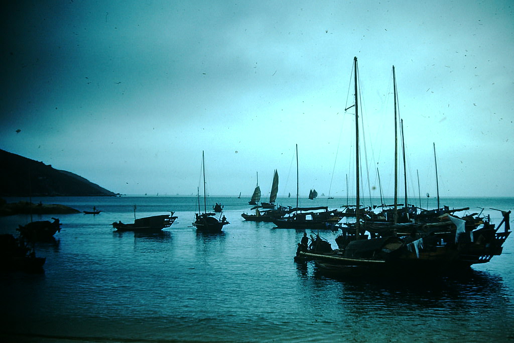 #11 Junks by Stanley Beach, Hong Kong, 1952