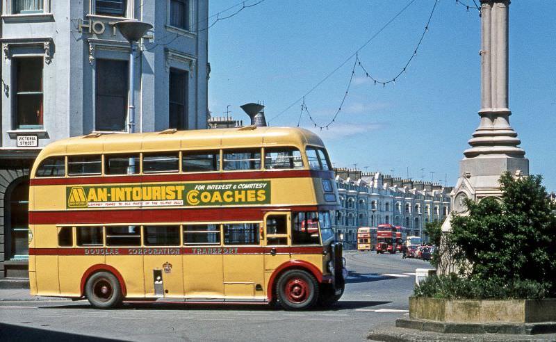 #7 Douglas Corpn. Regent No.66 (rounded route boxes) waits to pull ot into Loch Prom, 28 June 1971