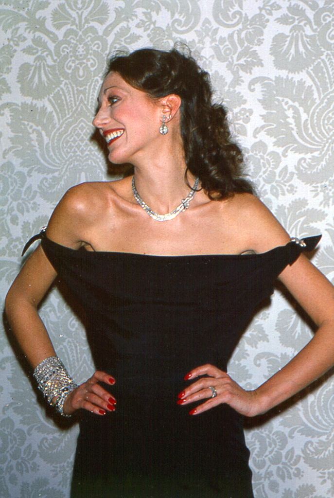#15 Marisa Berenson in black dress, 1970.