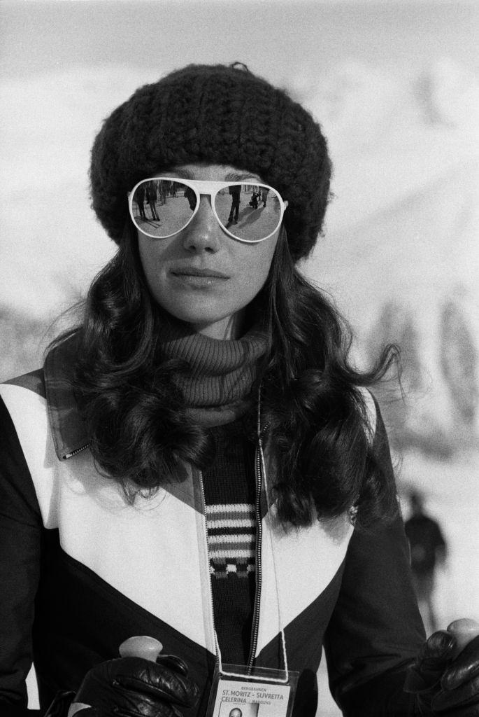 #39 Marisa Berenson at winter sports in St. Moritz in February 1975.