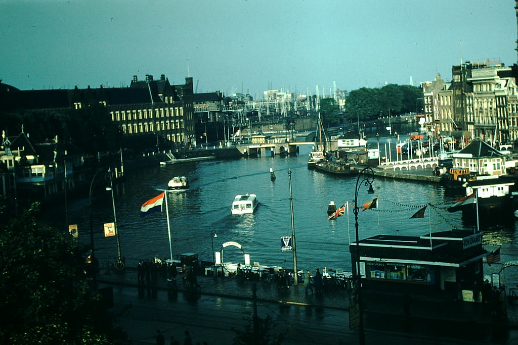 #1 Canal Scene at Amsterdam- from Hotel Victoria, Netherlands, 1954