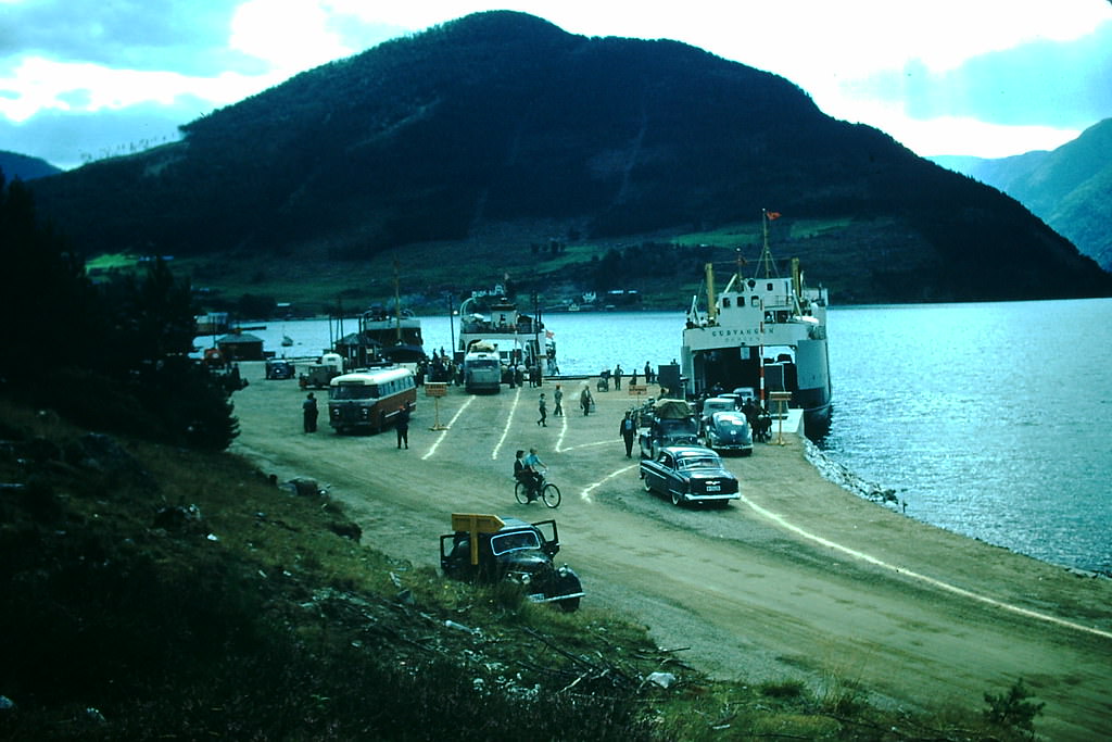 #6 Ferry loading at Kaupanger Sognesfjord, Norway, 1954