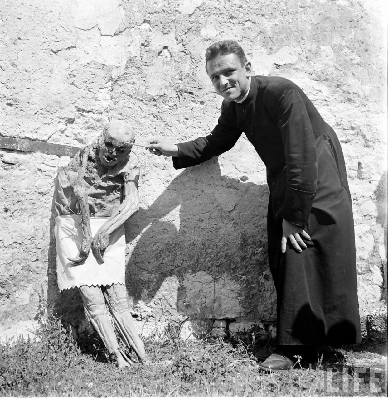 People Living with a Normal Life with Mummies in Venzone, Italy in 1950 Weird