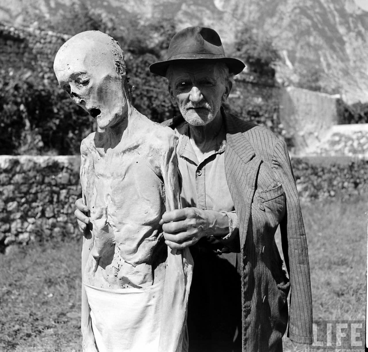 People Living with a Normal Life with Mummies in Venzone, Italy in 1950 Weird