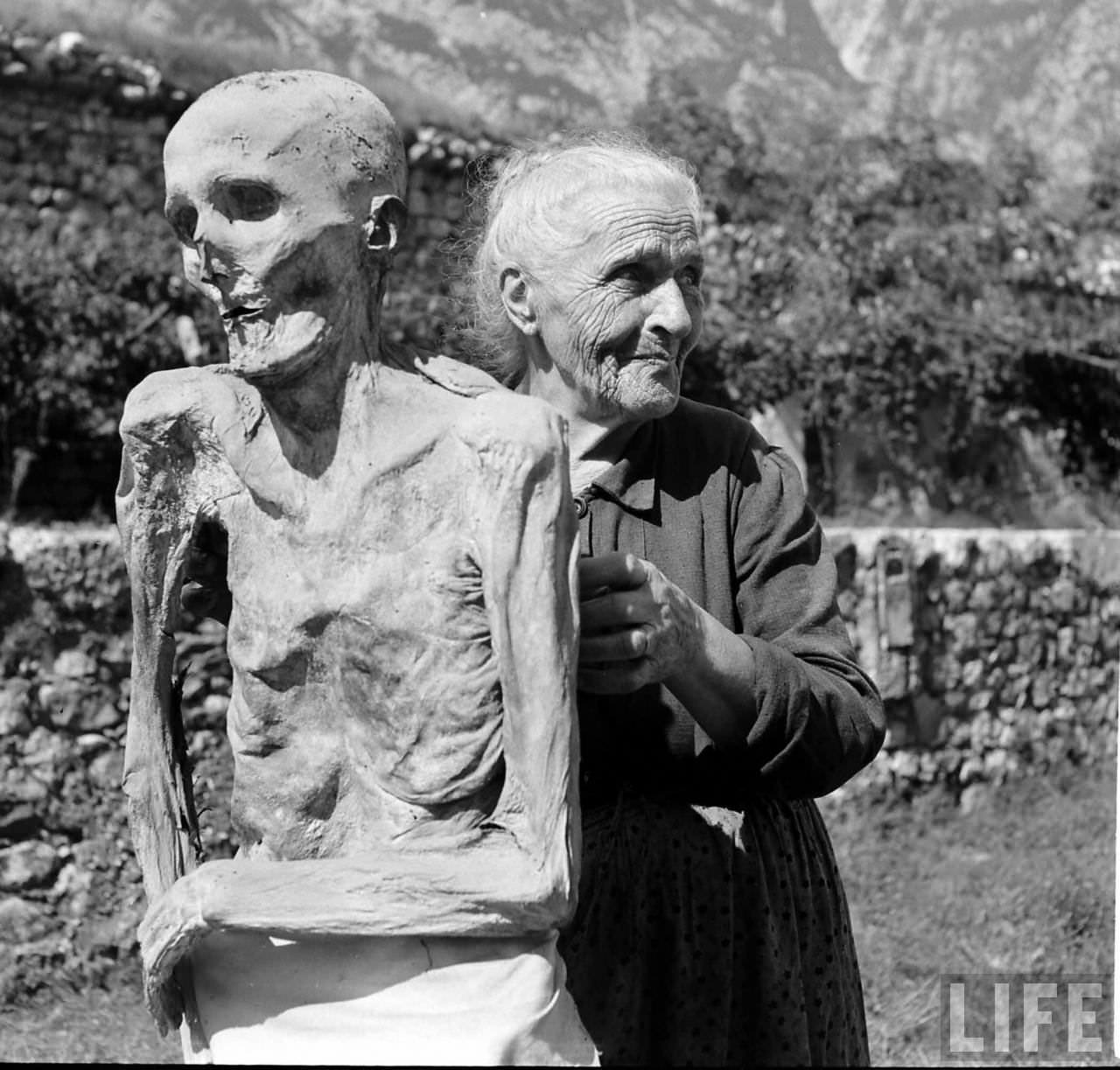 People Living with a Normal Life with Mummies in Venzone, Italy in 1950 Weird