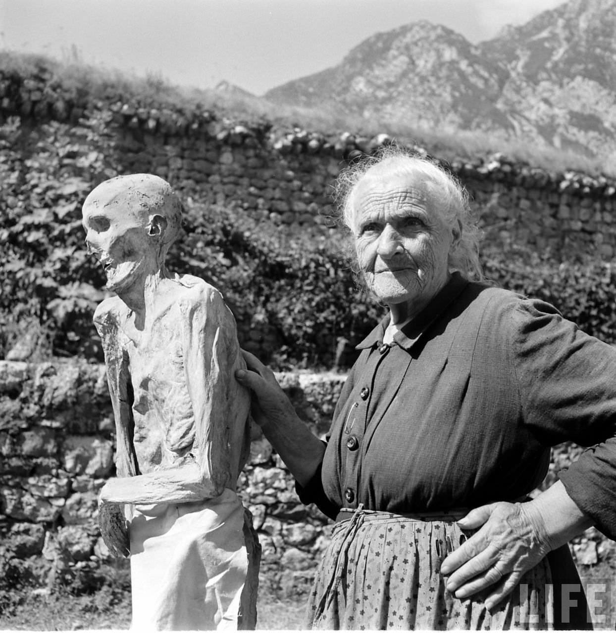 People Living with a Normal Life with Mummies in Venzone, Italy in 1950 Weird