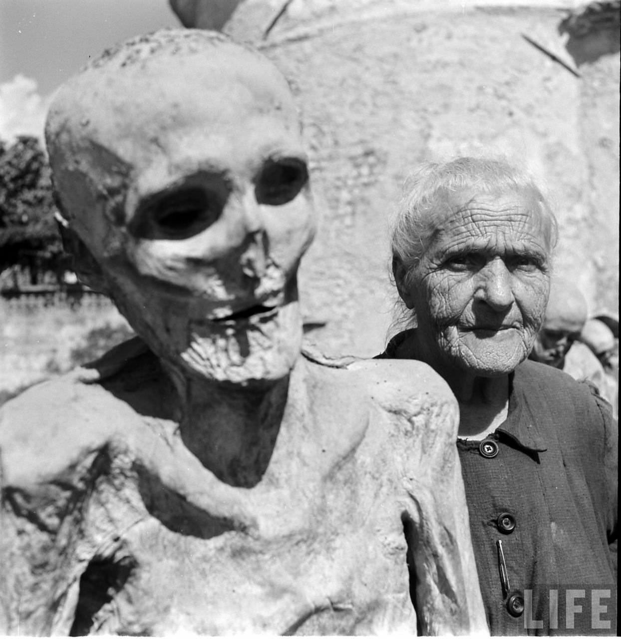 People Living with a Normal Life with Mummies in Venzone, Italy in 1950 Weird