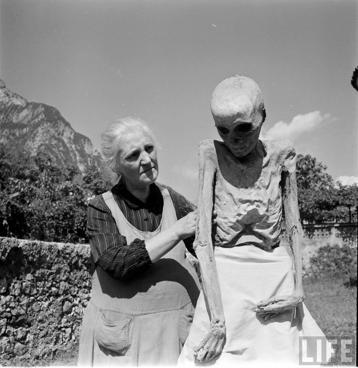 People Living with a Normal Life with Mummies in Venzone, Italy in 1950 Weird