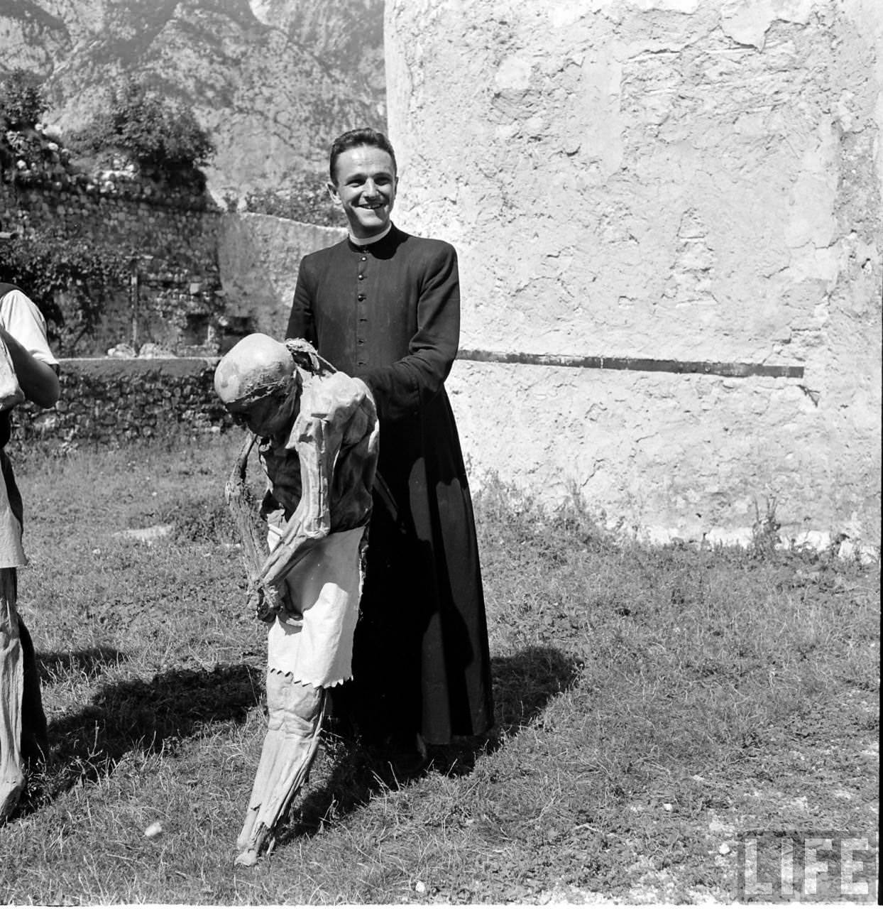 People Living with a Normal Life with Mummies in Venzone, Italy in 1950 Weird