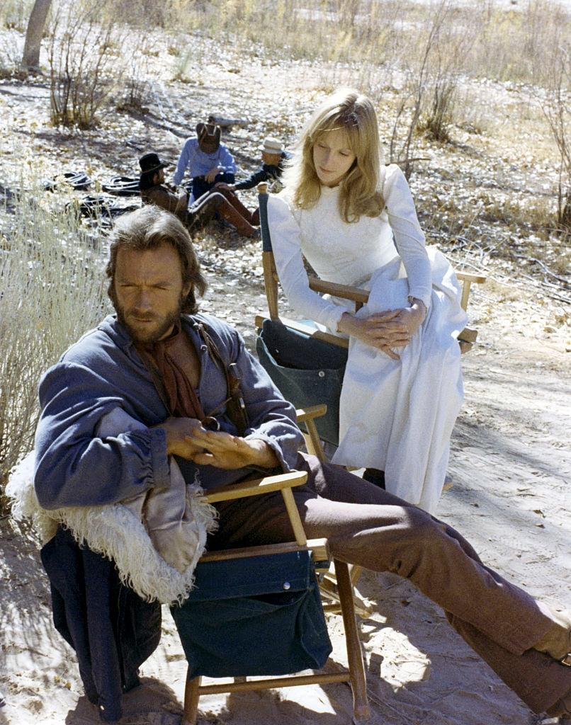 #19 Sondra Locke with actor and director Clint Eastwood on the set of his movie The Outlaw Josey Wales.