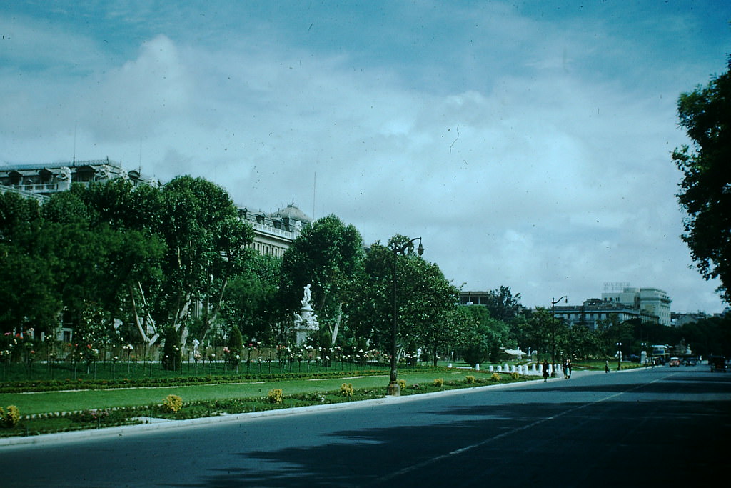 #1 Pasa del Prado Toward Plaza Cibeles, Madrid, Spain, 1954
