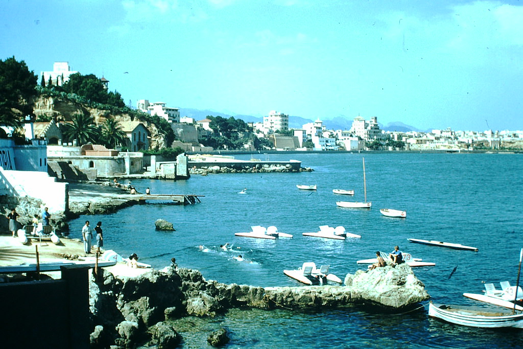 #20 Coast and Hotels from our Hotel, Palma, Spain, 1954