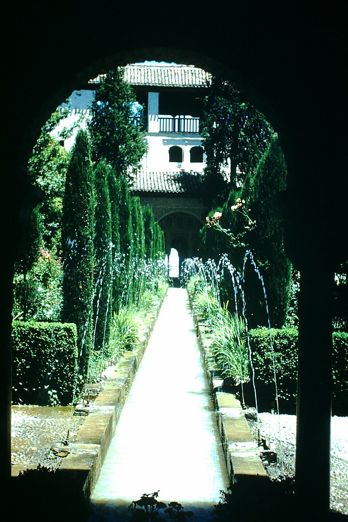 #38 Fountains and gardens Moorish castle- Granada, Spain, 1954