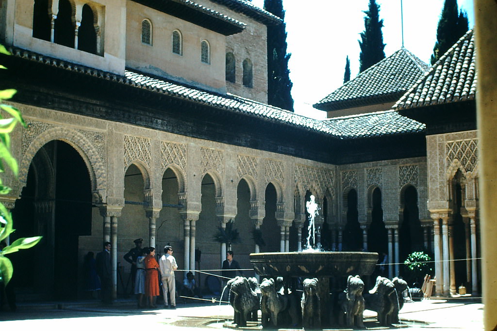 #46 Lion Fountain Courtyard of Alhambra, Spain, 1954