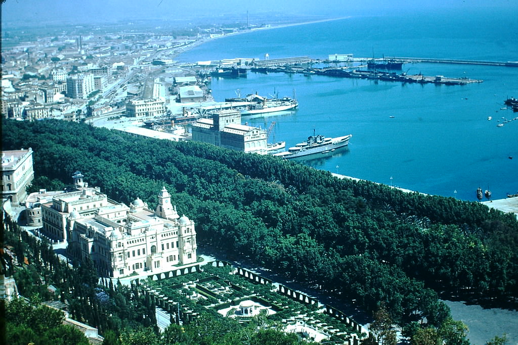 #48 Mallaga Harbor and City, Spain, 1954