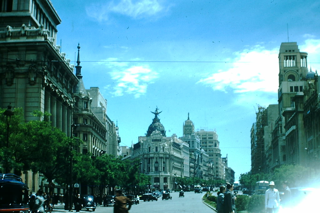 #5 Calle Alcala Toward Bus. Madrid, Spain, 1954