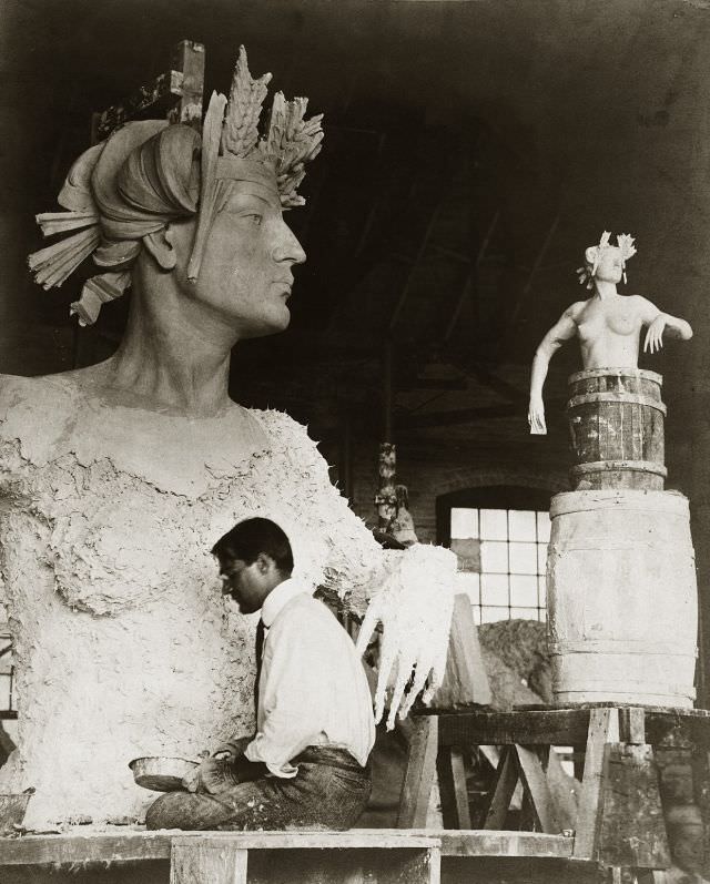 #46 Artist creating the statue “North Dakota” for display at the 1904 World’s Fair, 1903