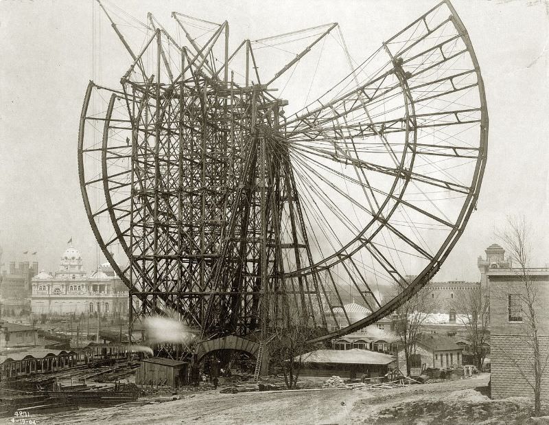 #48 Construction of the Ferris Wheel at the World’s Fair, 19 April 1904