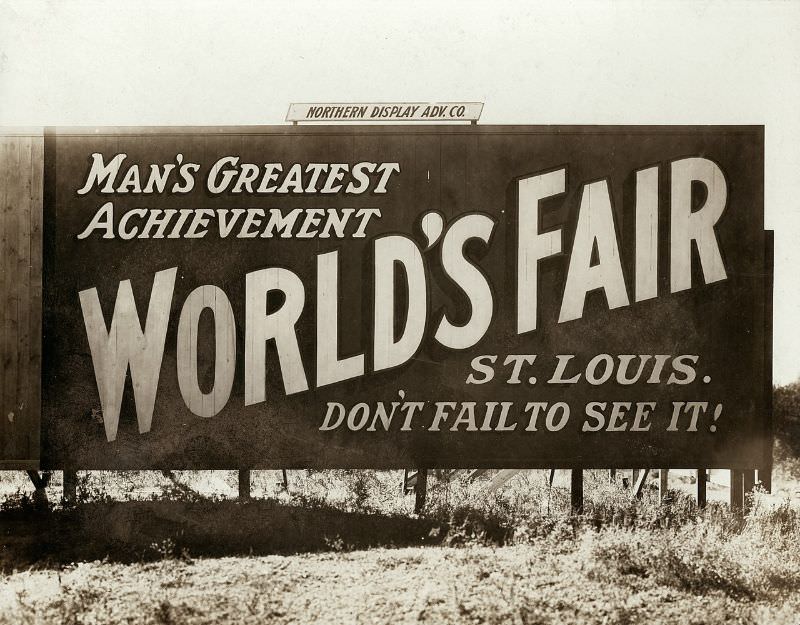 #50 Billboard at State and Washington Streets in Minneapolis, Minnesota advertising the 1904 World’s Fair in St. Louis, 1904