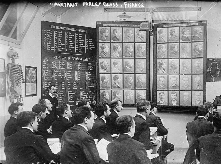 #24 Class on the Bertillon system in France in 1911.